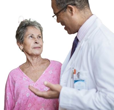 A women listing to her doctor as he explains details